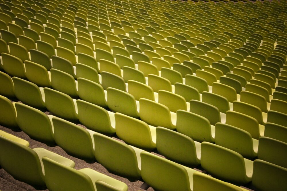 Green stadium seats